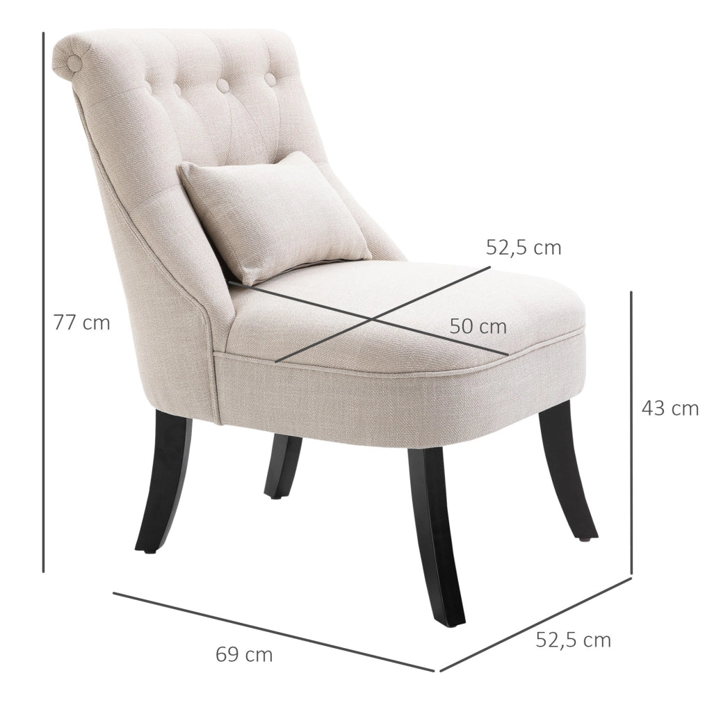 Poltrona imbottita vintage con cuscino lombare crema