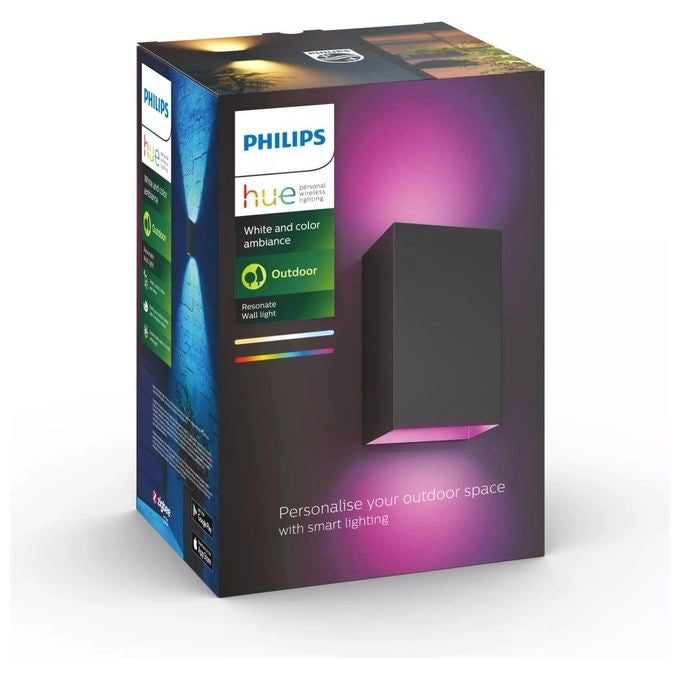 Philips Hue 915005842901 Resonate Lampada da Parete LED Smart con Doppia Illuminazione Sopra e Sotto 15 8 W IP44 colore Nero