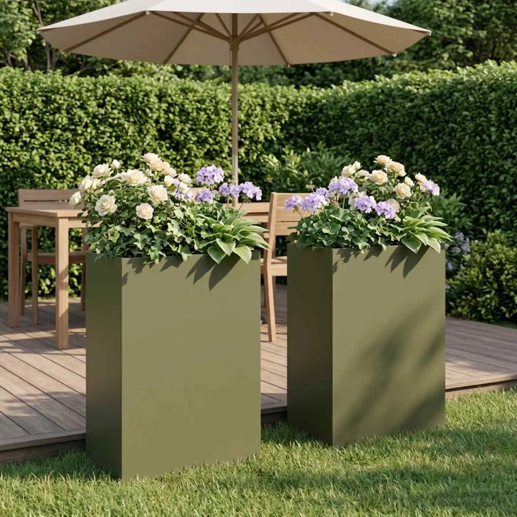 Vaso da giardino 2 pz Verde Oliva 50 x 30 x 75 cm 8005547