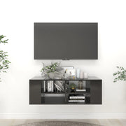 Armadietto TV da Parete Nero Lucido 102x35x35 cm in Truciolato cod mxl 9644