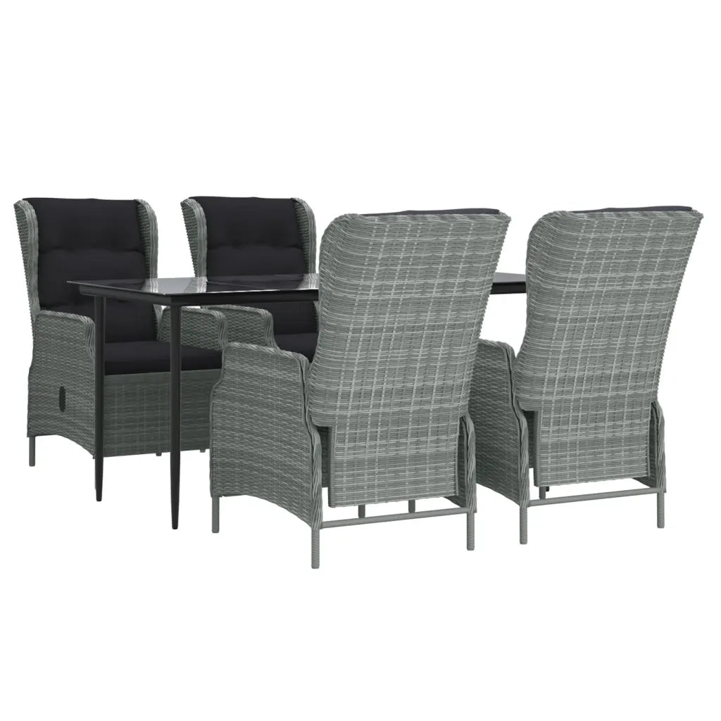 Set da Pranzo da Giardino 5 pz Grigio Chiaro in Polyrattan cod mxl 41211