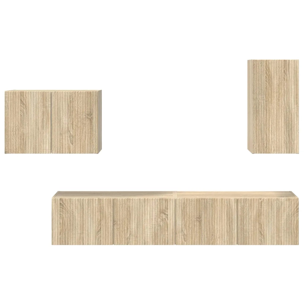 Set di Mobiletto da TV a Parete 4 pcs Rovere Sonoma