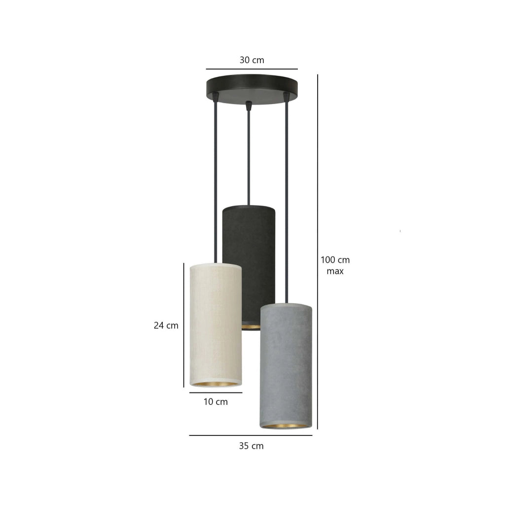 Emibig Bente lampadario Premium 3xE27 nero multicolor 35cm
