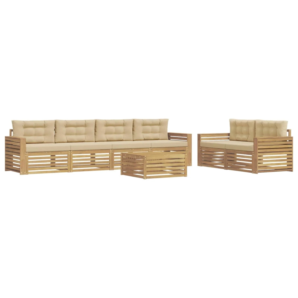 Set di divani da esterno 7 pcs Bianco e Beige 3390093