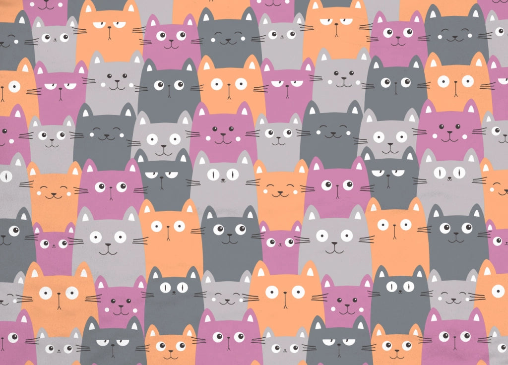 Copripiumino Sacco Piumone Pensieri Delicati Cotone Disegno Happy Cat - Singolo - Arancio