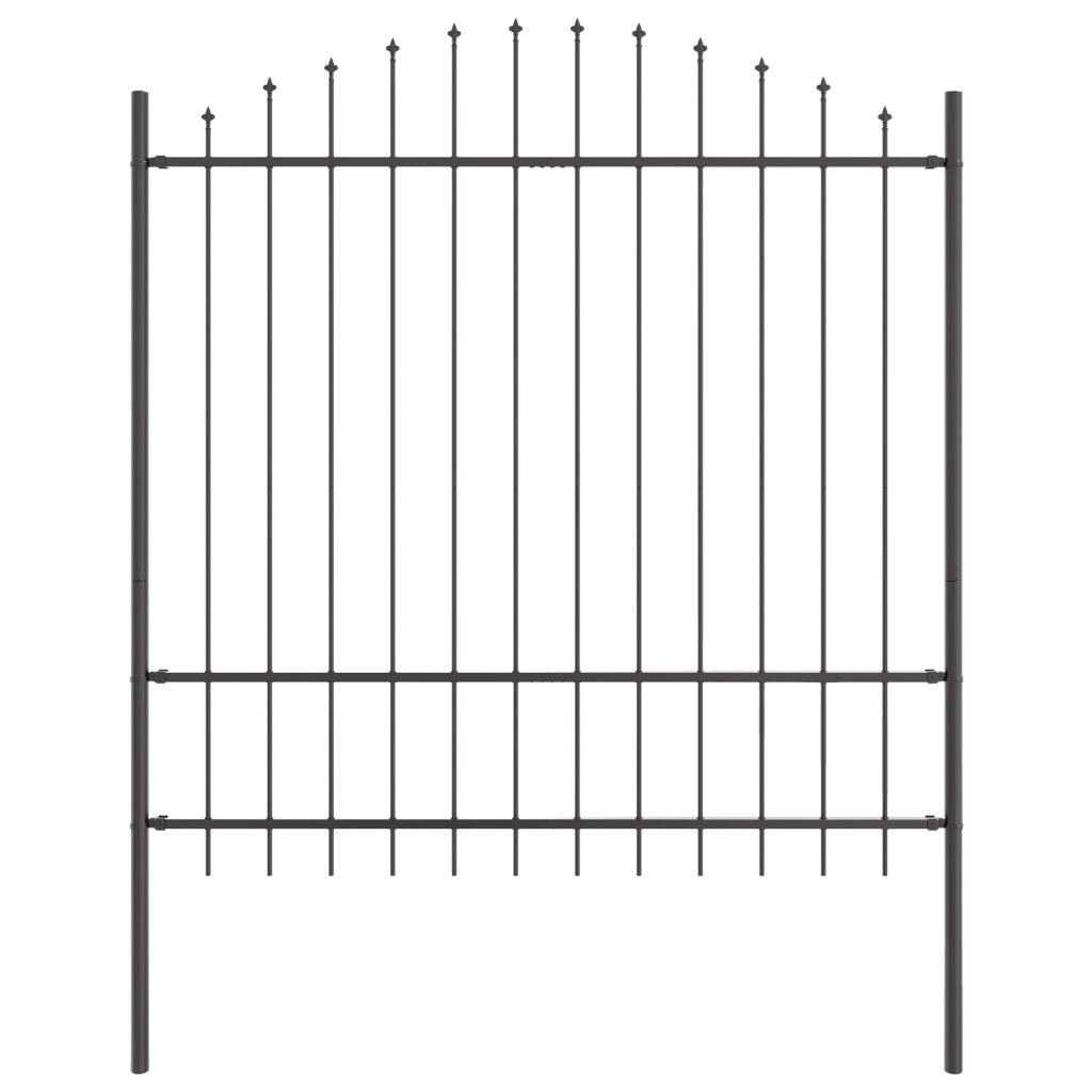 Recinzione da Giardino  con Parte Superiore a Cerchio Grigia 3,4x1,75 m in Acciaio