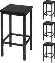 Set di 4 Sgabelli da Bar Industriali con Poggiapiedi, Sgabelli da Cucina senza Schienale, Sedie Alte per Penisola Cucina, Sedile in Truciolato e Telaio in Metallo, 33x33x65cm, nero, 1060BY-4