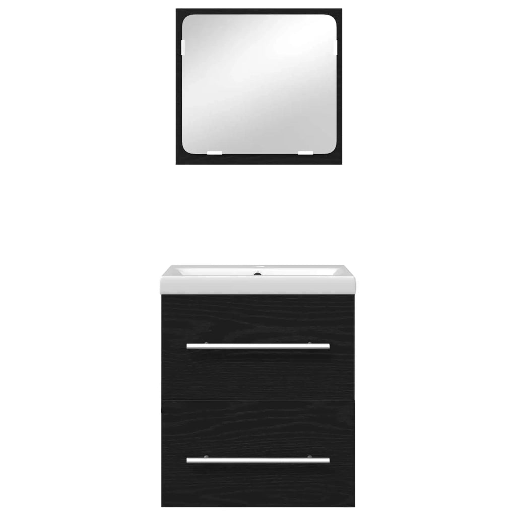 Set di mobili per il bagno 2 pcs Rovere Nero Legno multistrato 3393508