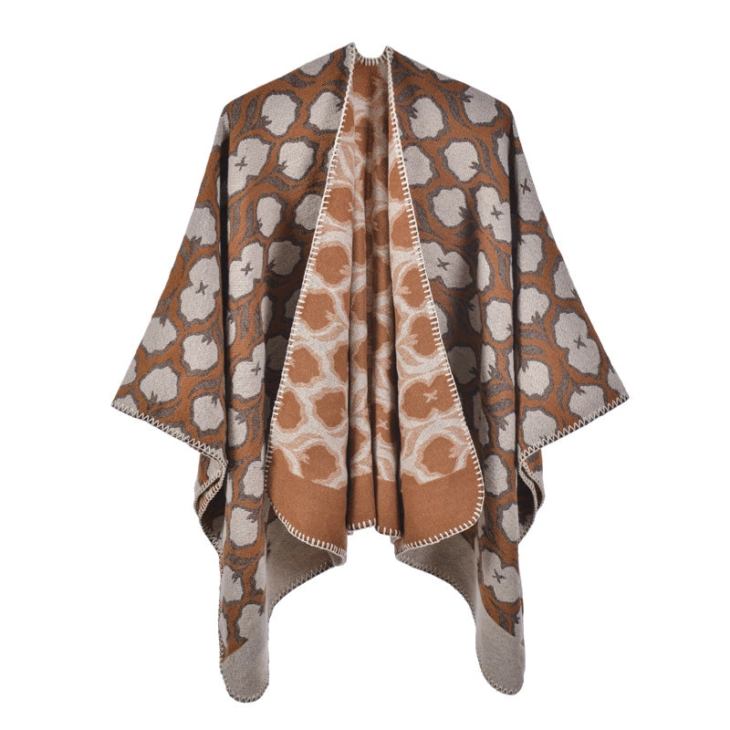 Nuovo scialle diviso in jacquard di cashmere da donna, caldo e spesso.
