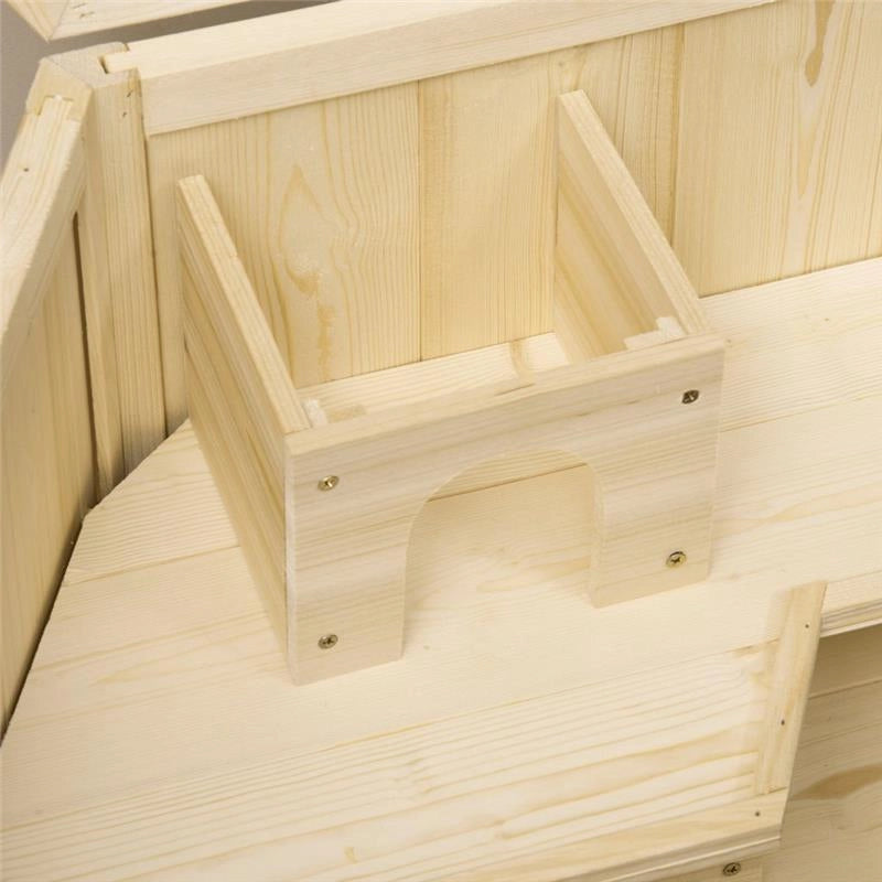 CASETTA PER CRICETI IN LEGNO A 3 LIVELLI, CASA PER CRICETI E PICCOLI RODITORI CON TETTO APRIBILE E PARETE TRASPARENTE, 115X60X55CM