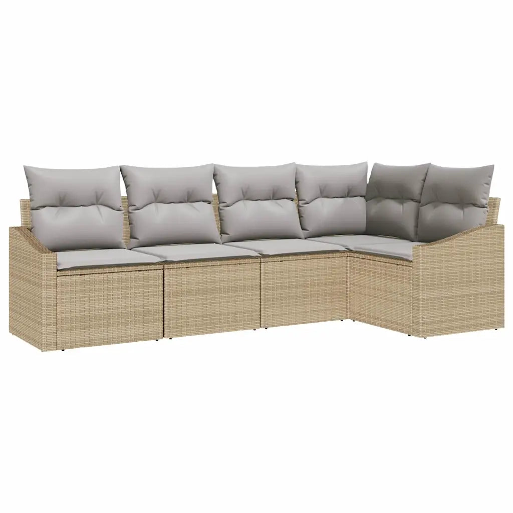 Set di divani con cuscino 5 pcs Beige polyrattan