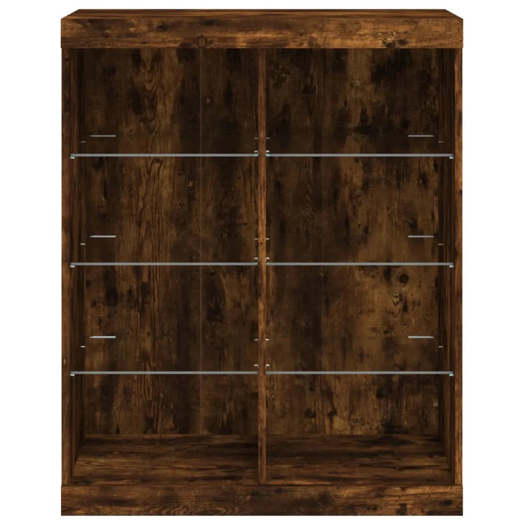 Credenza cassettiera armadio mobile contenitore organizer per cucina soggiorno salotto con luci LED 81 x 37 x 100 cm marrone 02_0029893