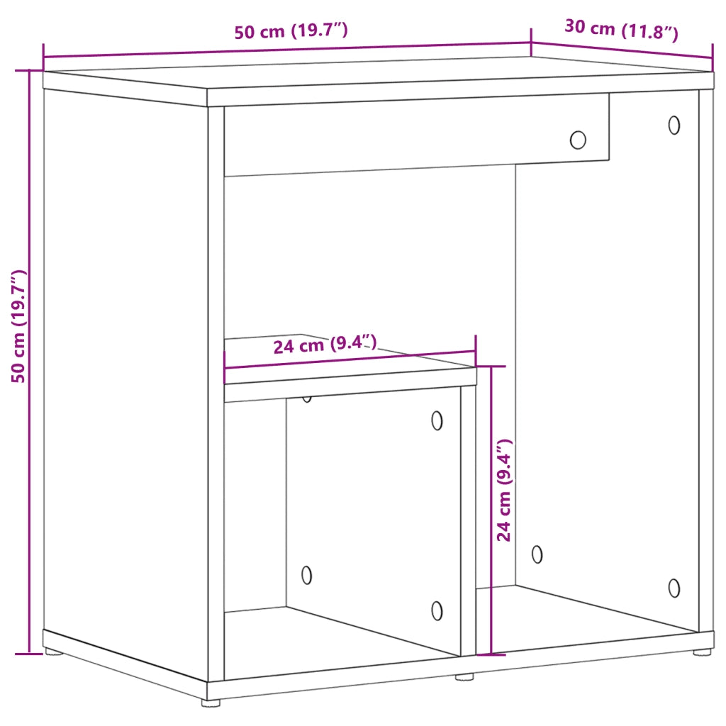 Tavolino Bianco 50x30x50 cm in Legno Multistrato 840555
