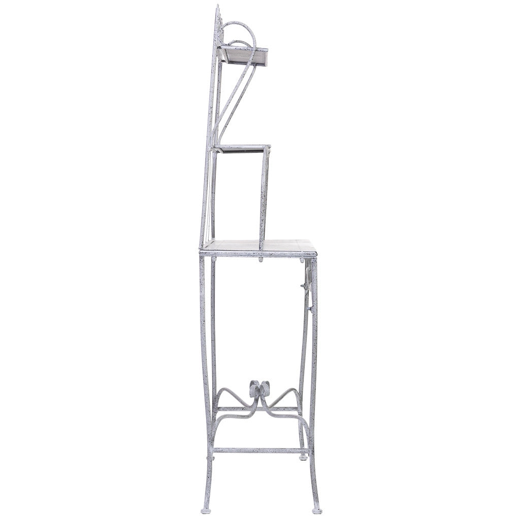 Espositore in metallo con 2 ripiani grigio 90,81x36,83x158,12h cm