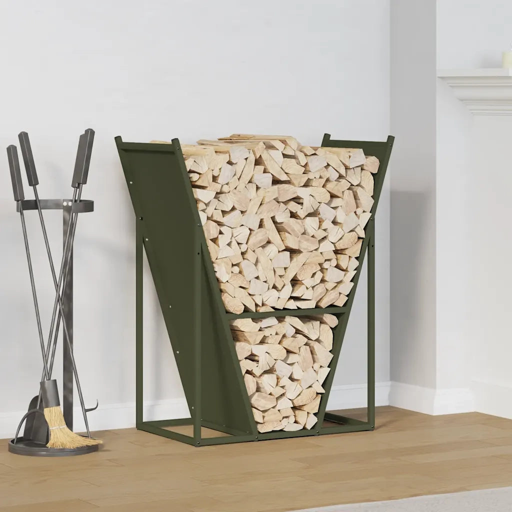 Rastrelliera per Legna da Ardere Verde Oliva 69,5x35x81 cm 864180