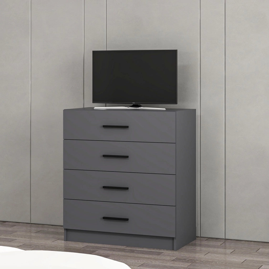 Lierna, Cassettiera 4 Cassetti, 90x47x100h cm Nero Antracite