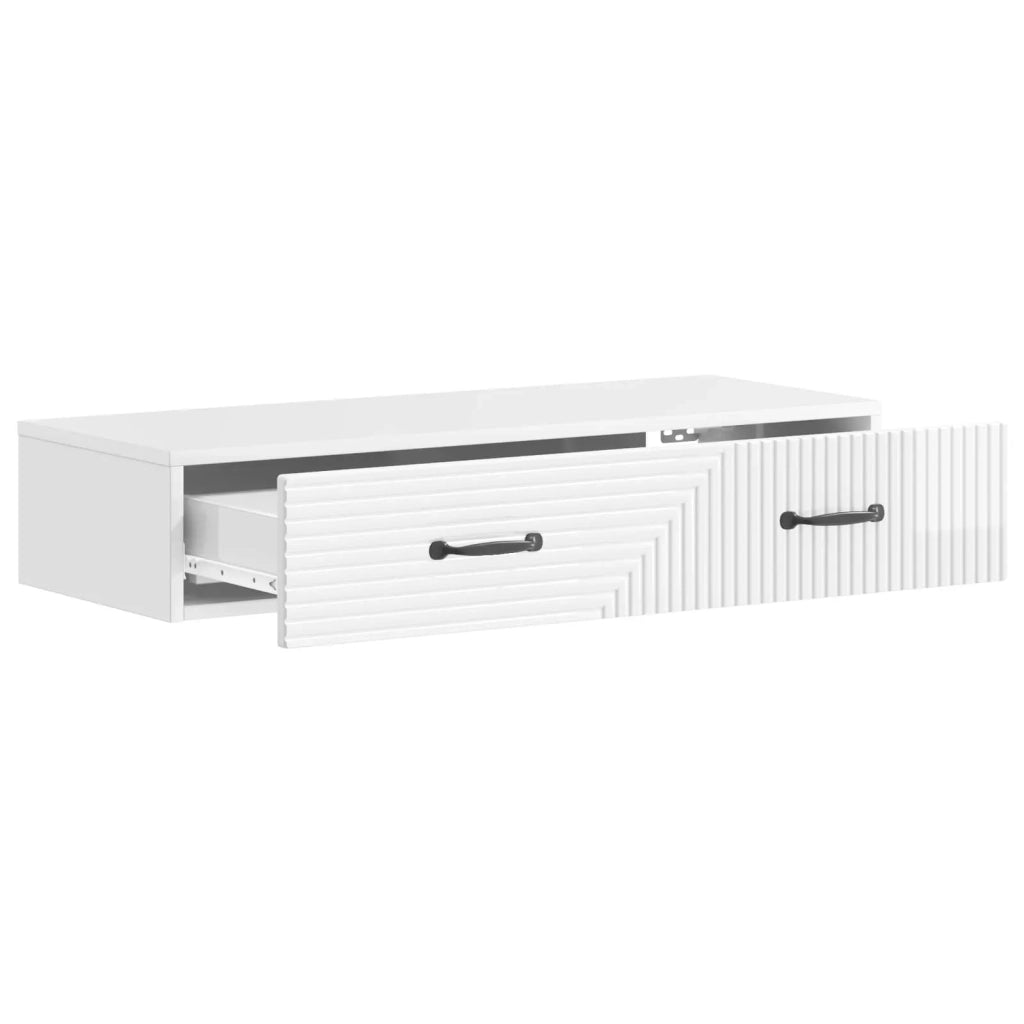 Tavolino da Parete Laterale Bianco Lucido 87,5 x 34,5 x 17 cm 898669