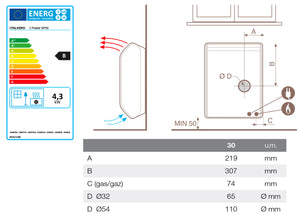 Stufa a Gas GPL 68,5x22,5x58,5 cm Italkero Poster SP 50 Bianco