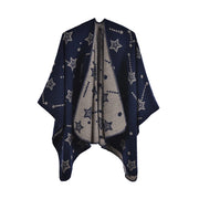 Sciarpa jacquard da donna, mantello alla moda con spacco, mantello