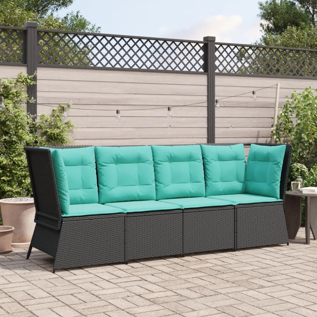 Divano angolare da giardino con Cuscini in Polyrattan Nero 368990
