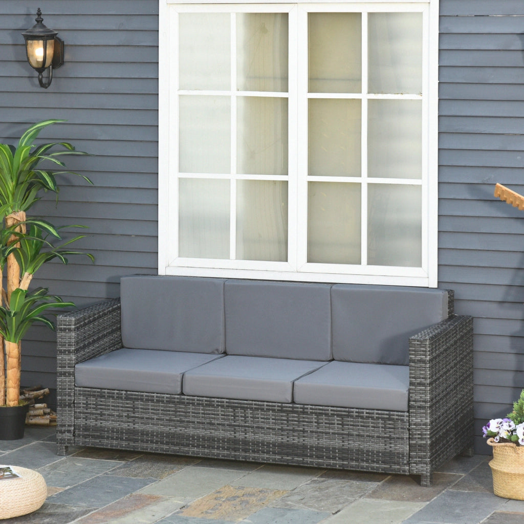 Divano 3 posti in polyrattan ¨C zephmum ¨C grigio 185x70x80 cm