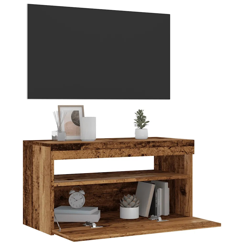 Mobili Porta TV con LED 2 pz Legno Antico in Legno Multistrato