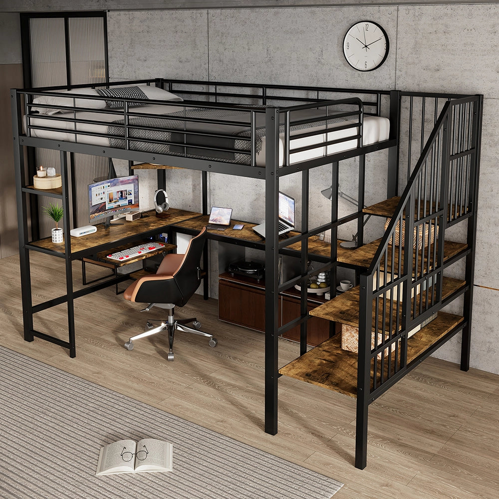 Letto a castello - Xylo - 120x200 cm nero con scrivania