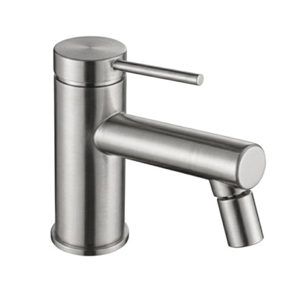 Set miscelatori lavabo e bidet spazzolato grigio in ottone con leva monocomando slim Alba