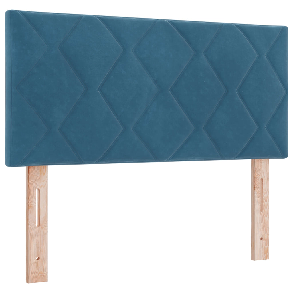 Letto a box spring con materasso & LED Blu scuro 90x190 cm Velluto