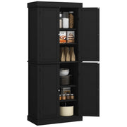 Mobile Cucina Alto con Ripiani Regolabili e Ante in Legno ¨C Zephmum ¨C 76x40.5x184 cm, Nero