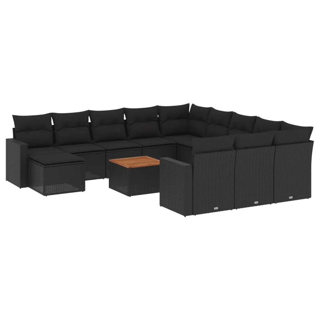 Set Divani da Giardino 13pz con Cuscini Nero in Polyrattan 3256755