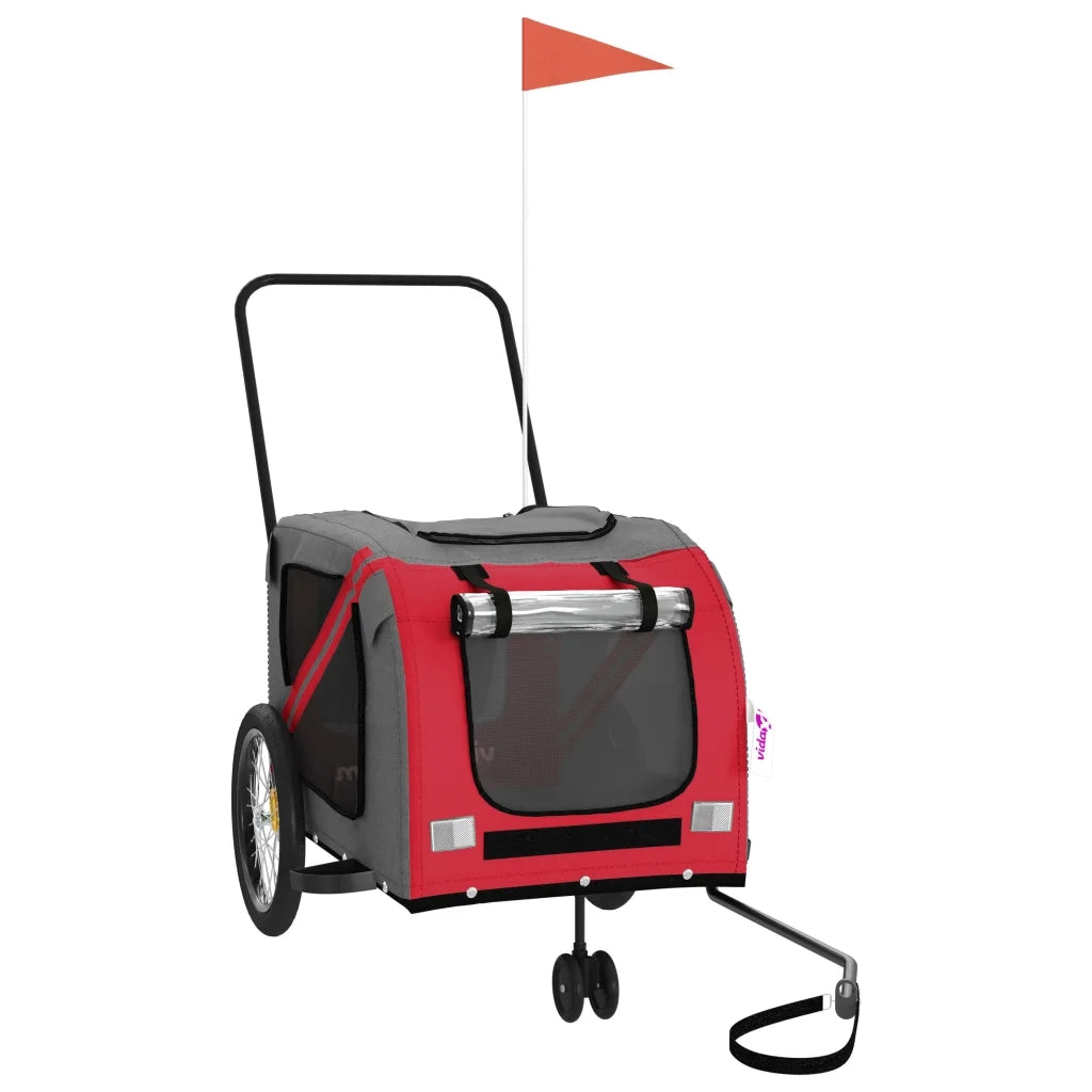 Rimorchio da Bici per Animali Rosso e Grigio Oxford e Ferro CFW2633625