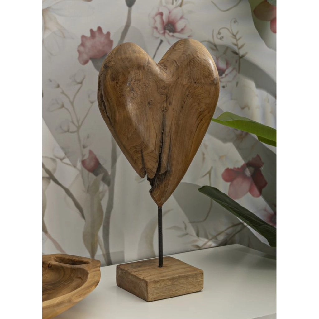 Scultura Cuore 5, Marrone, Legno, 25x12x45 cm