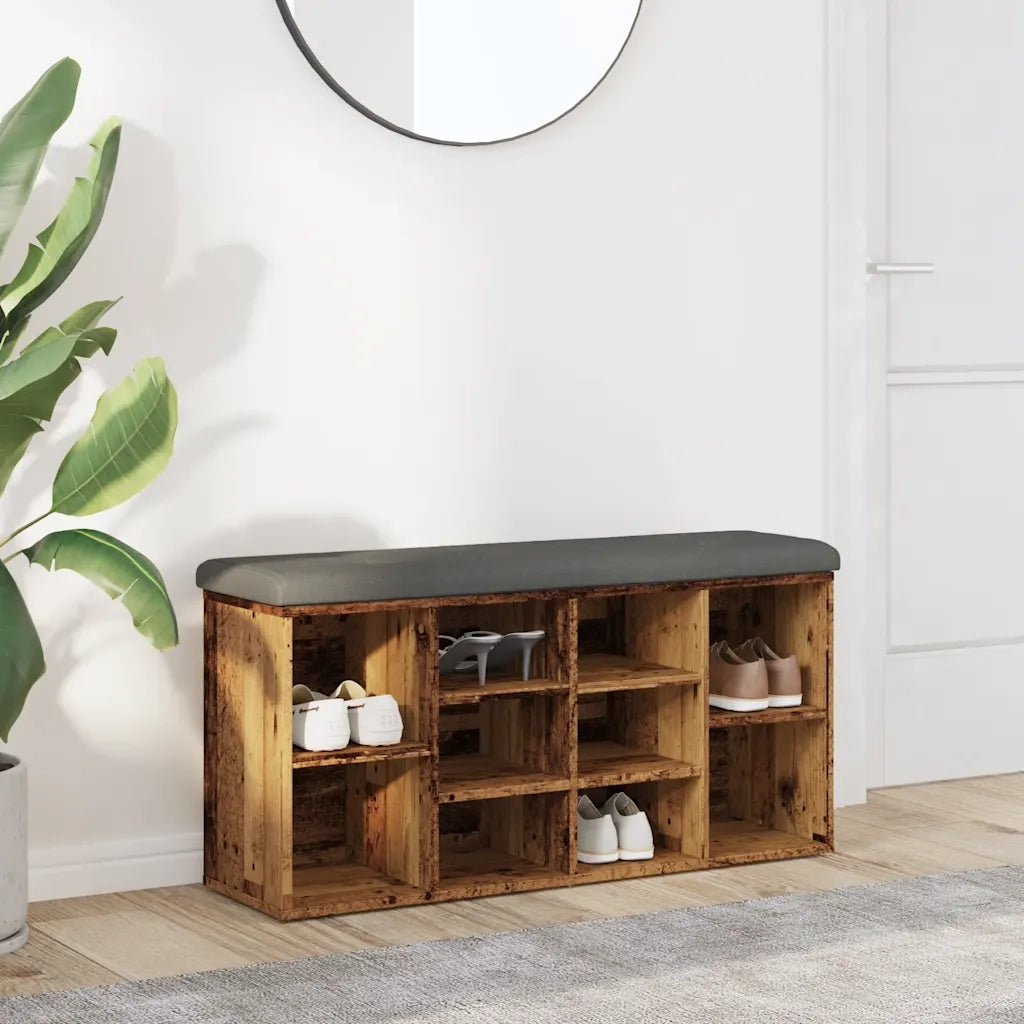 Panca Porta Scarpe Legno Antico 102x32x50 cm Legno Multistrato
