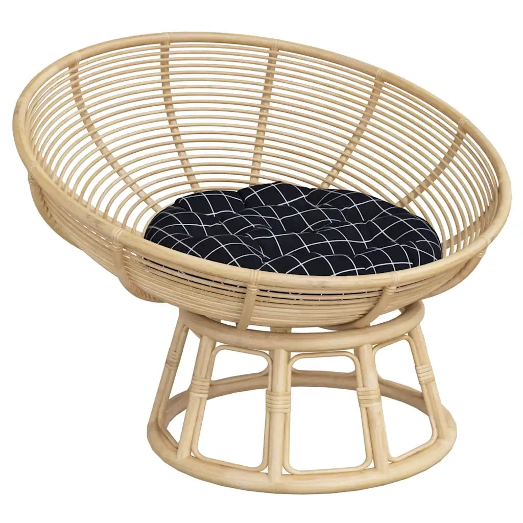 Cuscino Rotondo Nero Motivo a Quadri Ø 60x11cm Tessuto Oxford