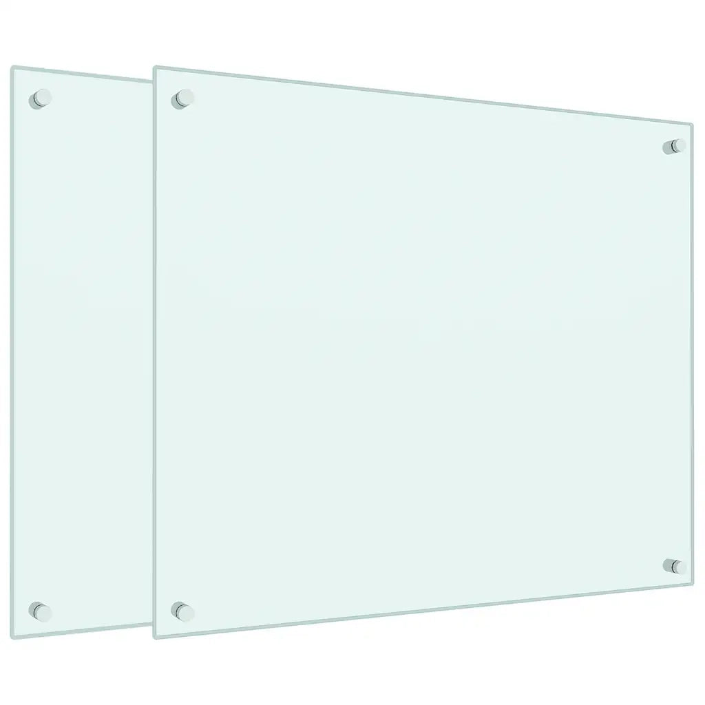 Paraschizzi per Cucina 2 pz Bianchi 70x60 cm in Vetro Temperato