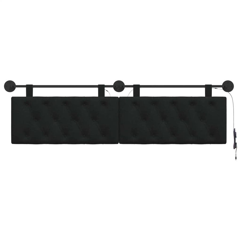 Testiera sospesa Con luce LED Nero Tessuto 3424683