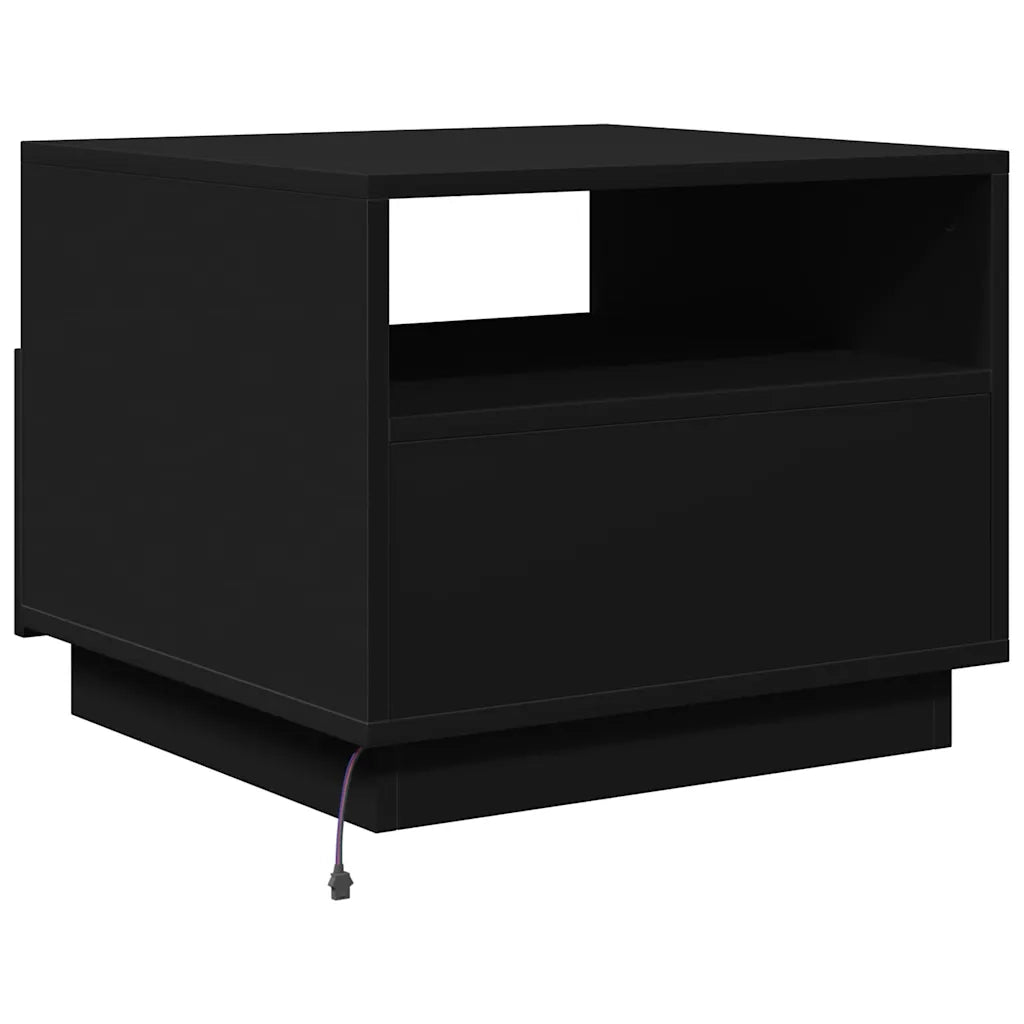 Tavolino da salotto | Tavolino da caff¨¨ | Tavolino da Soggiorno con Luci LED Nero 50x49x40 cm