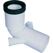 CURVA WC PROLUNGATA + 2 ATTACCHI SCARICO IDRICO  PP BIANCO MM 90X40