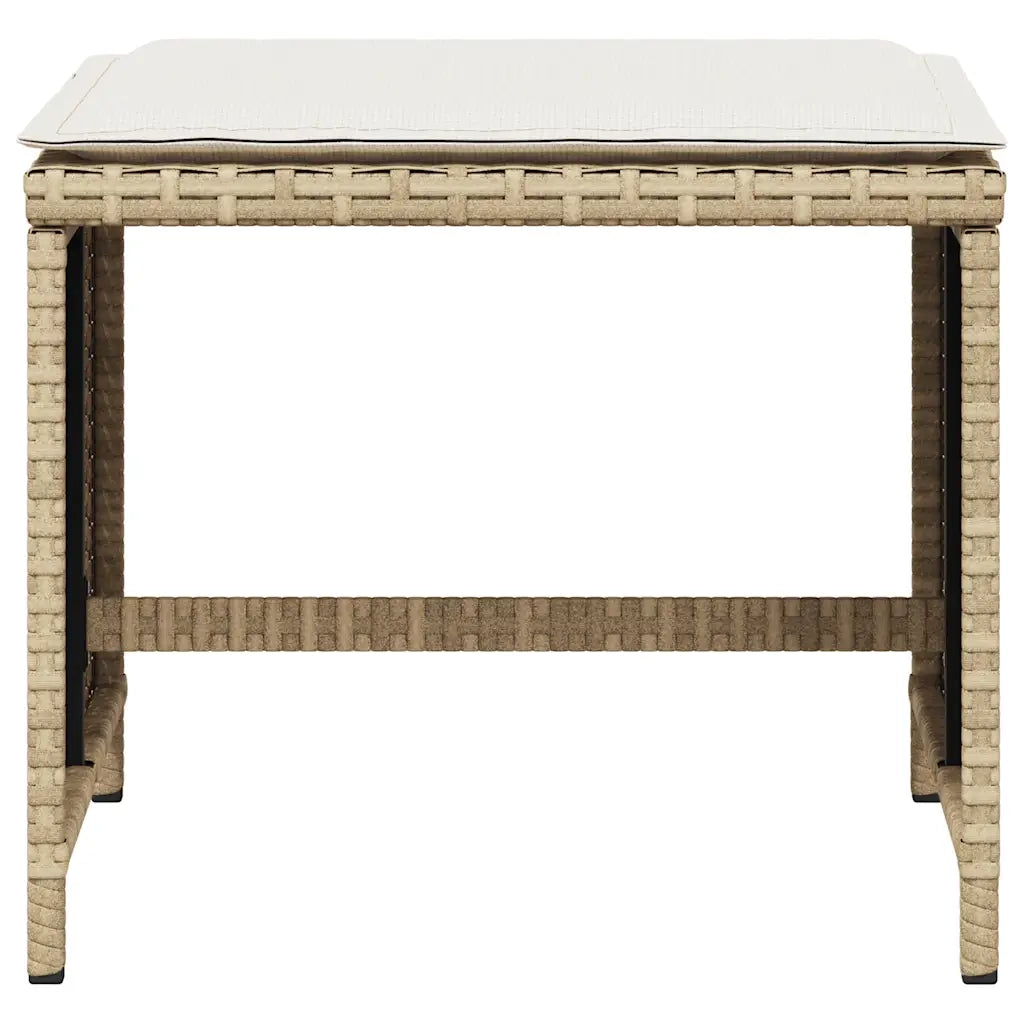 Sgabelli Giardino con Cuscini 4 pz Beige 41x41x36cm Polyrattan CFW2299516