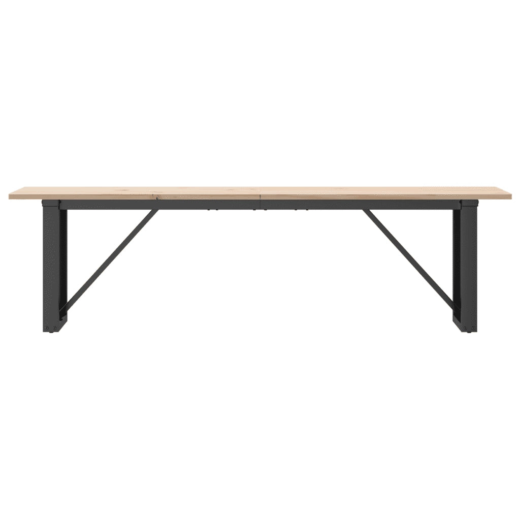Tavolino Salotto Telaio a O 160x40x45cm Legno Pino e Acciaio