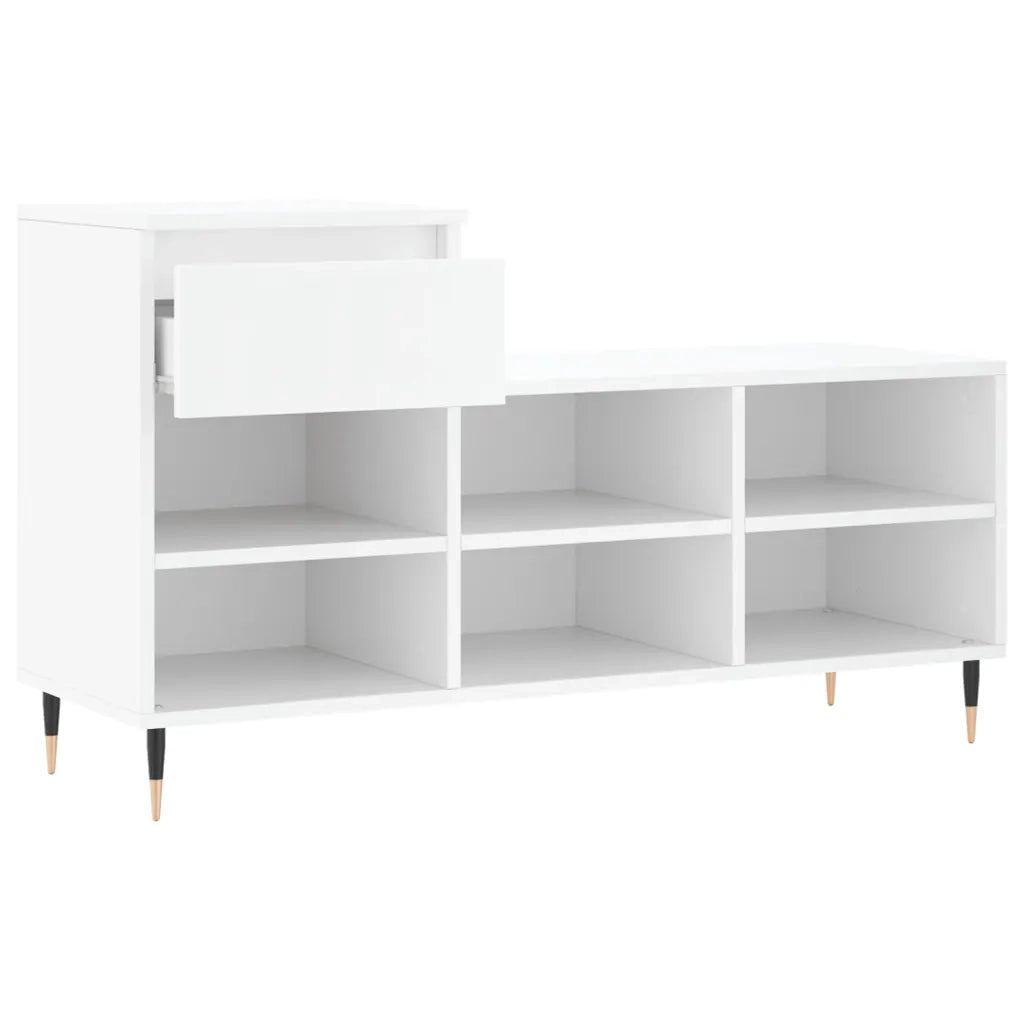 Scarpiera-Scaffale per scarpe Bianca 102x36x60 cm in Legno Multistrato 669445