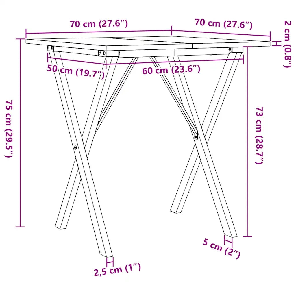 Tavolo da Pranzo Telaio a X 70x70x75 cm Legno Pino e Acciaio 3282693