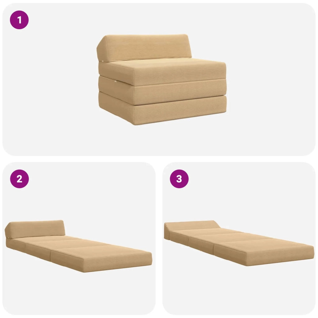 Divano Letto Pieghevole Grigio Verde Chiaro 200 x 70 x 10 cm 900032