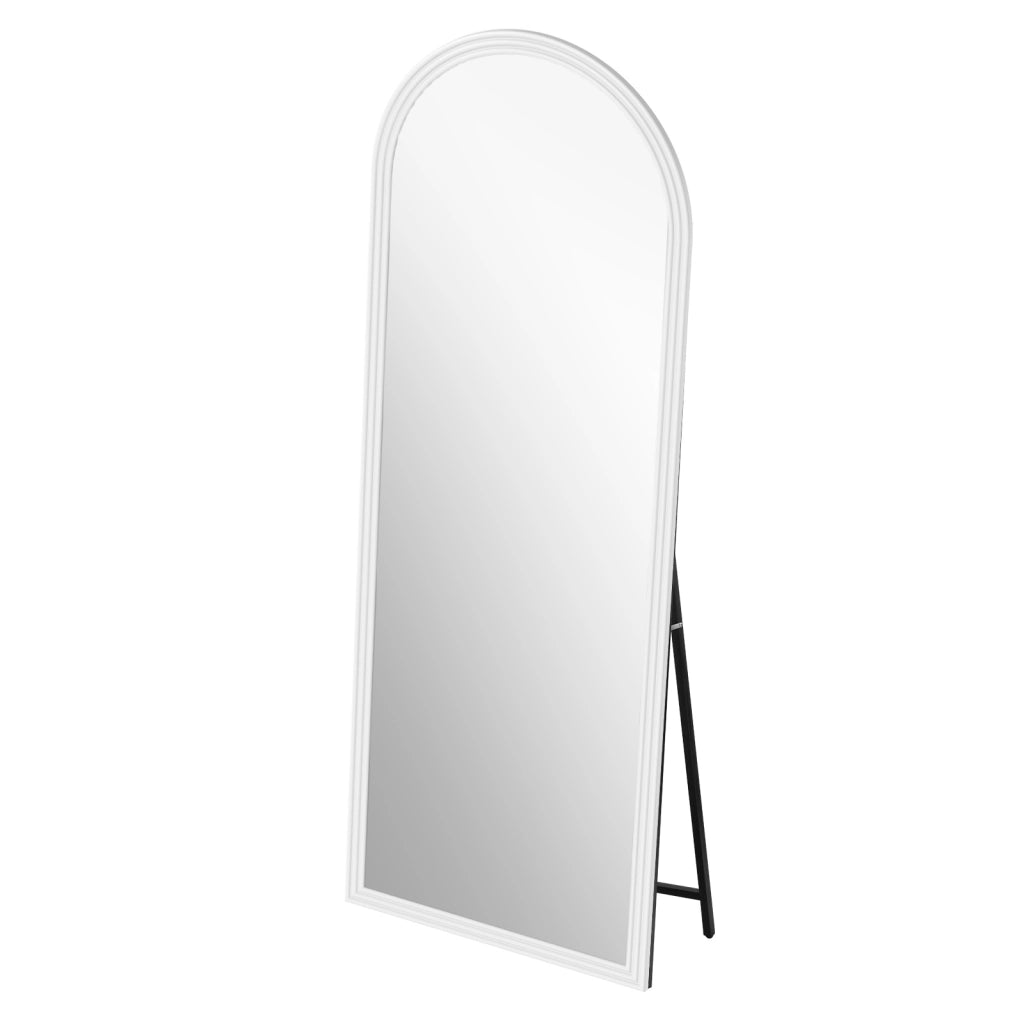 SPECCHIO INTERO ARCATO 160x50 cm Bianco Legno e Metallo con base regolabile