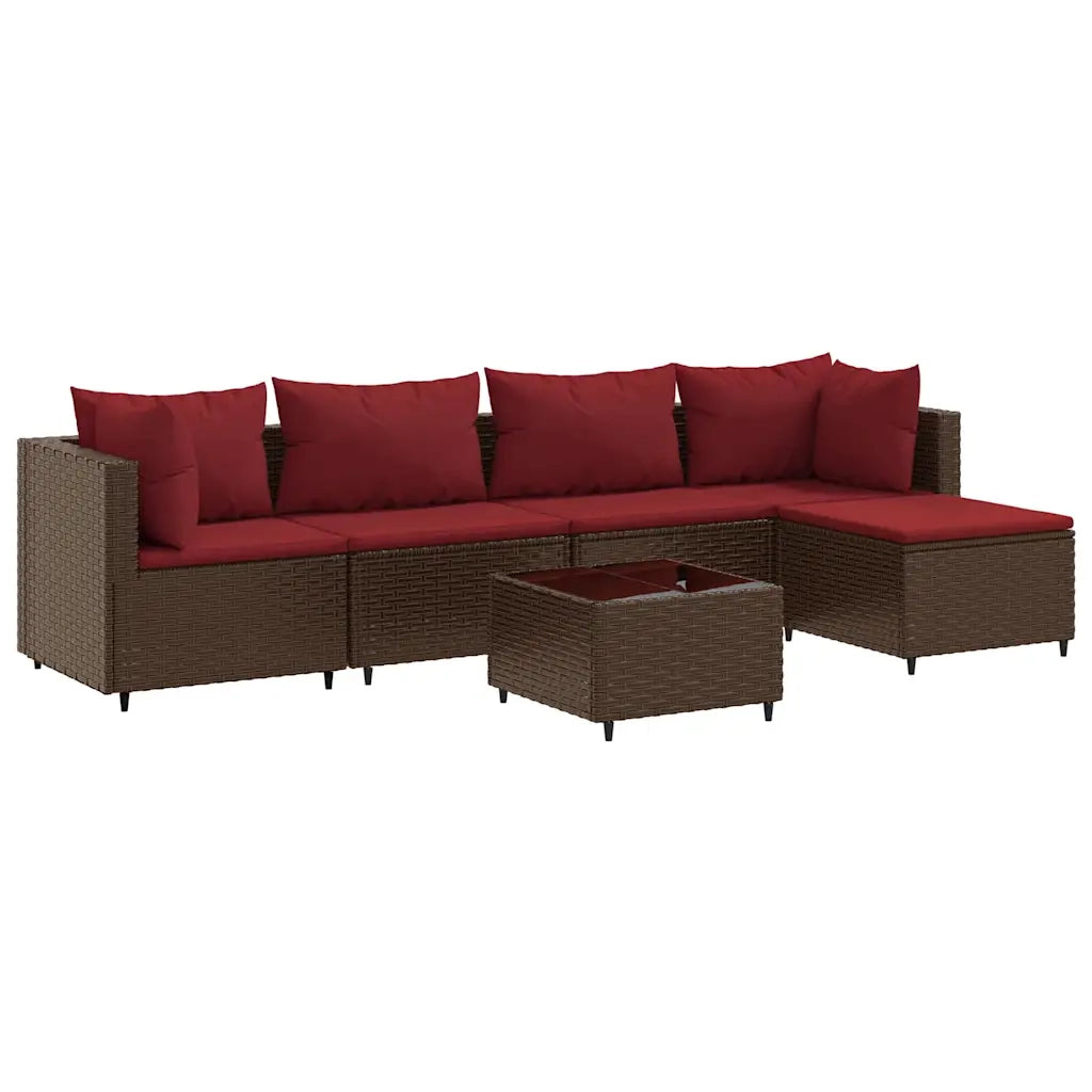 vidaXL Set Mobili da Giardino 6pz con Cuscini in Polyrattan Marrone