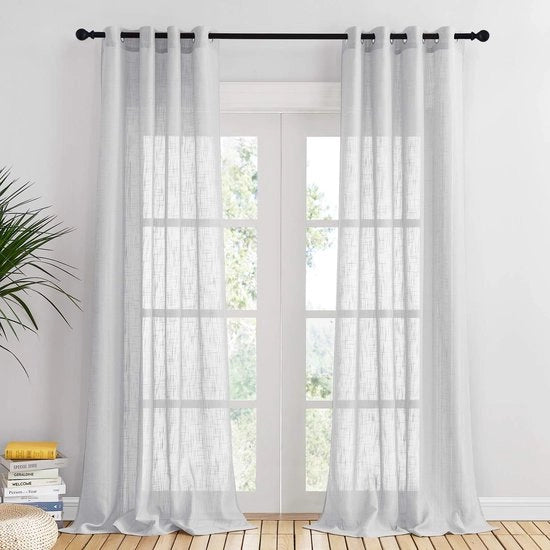 Vetrata per finestre 140x260cm - Tendaggi in lino - Tendaggi trasparenti - 2 pezzi - Oculi metallici - Comfortevole atmosfera