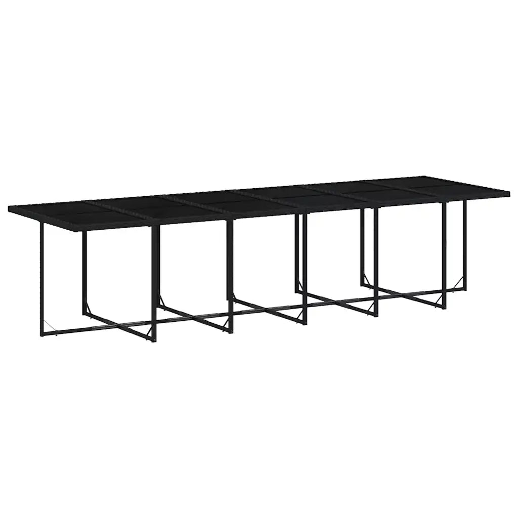 Set da Pranzo da Giardino 13pz con Cuscini Nero in Polyrattan 3210943