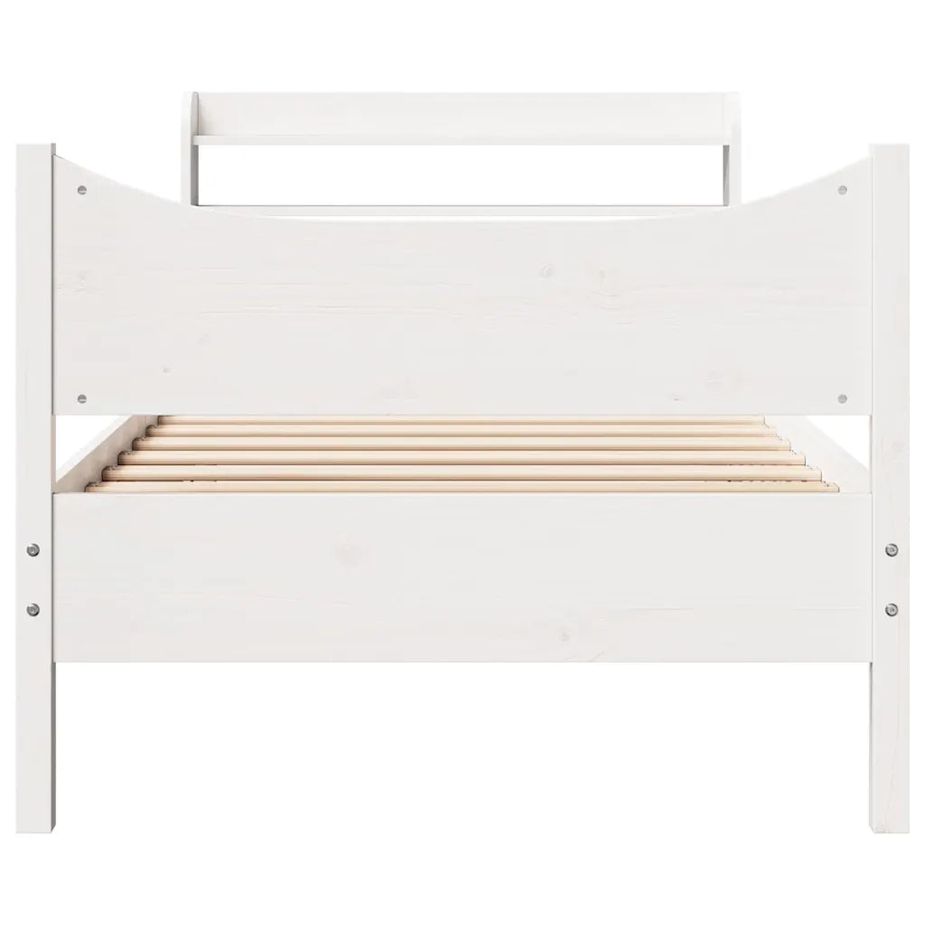 Giroletto con Testiera Bianco 75x190 cm Legno Massello di Pino 3307069