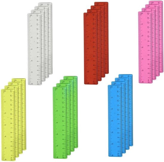Set di righelli trasparenti colorati - 24 pezzi - 15 cm/30 cm - metrico - set di strumenti di misura per bambini e adulti - scuola ufficio casa